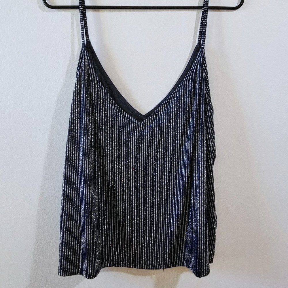 H&M Sparkly Black Metallic Tank Top Size L